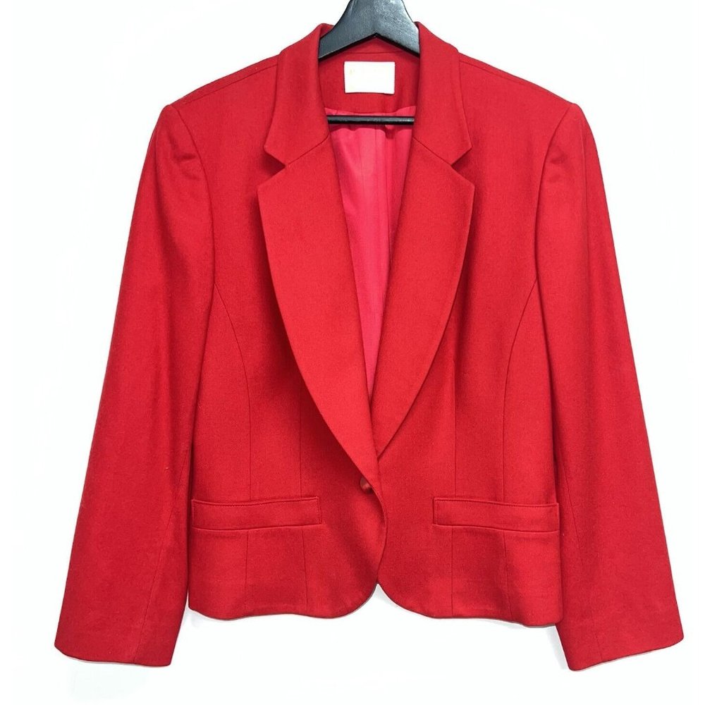 Vintage Pendleton Womens Red 100% Virgin Wool Bazer Jacket Size 12 One Button